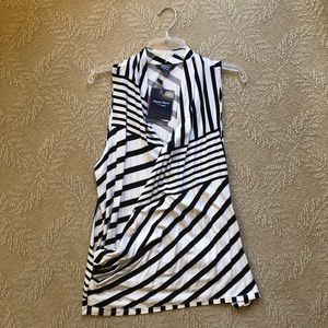 Black and White Scoop Neck Blouse